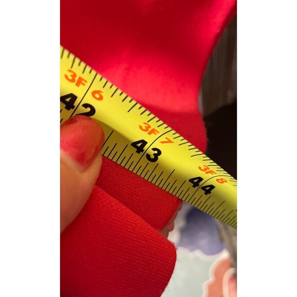 Vintage 80s Leslie Fay Red Knit Cap Sleeve Elastic Waist Midi Dress - Picture 9 of 9